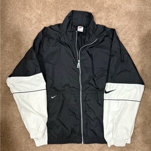 Vintage 90's Nike Windbreaker Jacket XL Black White Full Zip Big Logo Retro